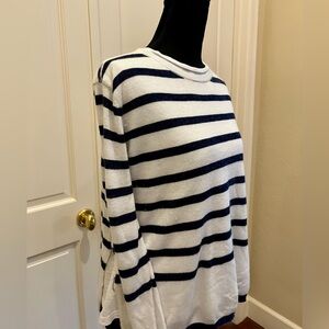 Olivaceous Monochrome Navy Striped Knit Top lined with Baby Tee